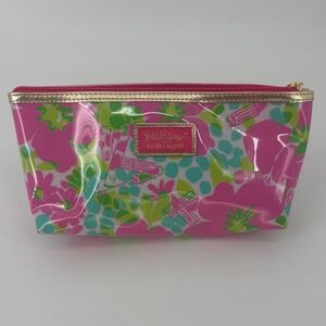 Lilly Pulitzer Estee Lauder Women Makeup Bag Pink Green Floral Travel Pouch
